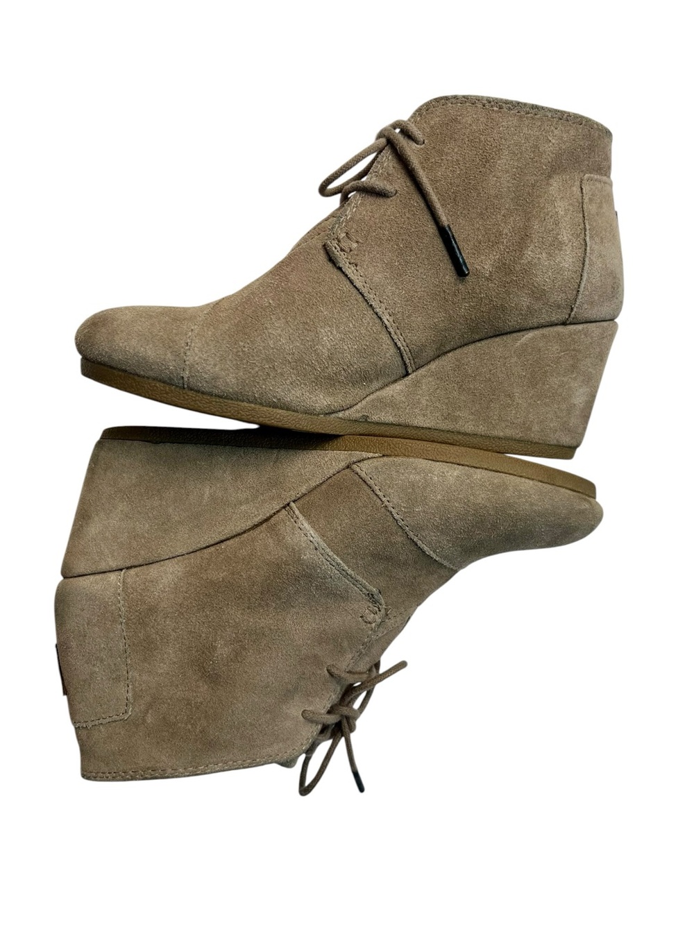 TOM’s Women's Taupe Lace-Up suede Wedge Ankle Boots size 8 W. - sku 2 - Picture 9 of 11
